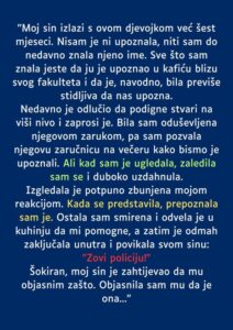 “Moj sin izlazi s ovom djevojkom već šest mjeseci…”