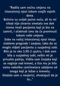 “Radila sam noćnu smjenu na intenzivnoj njezi…”