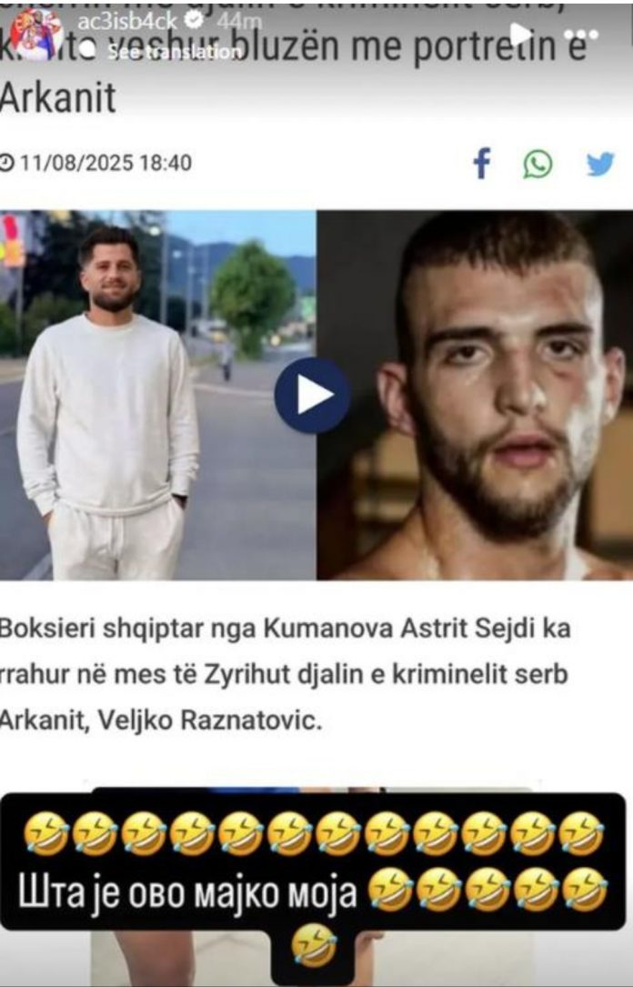 AIbanski bokser na smr’t pret’ukao Veljka Ražnatovića zbog majice? Pa crni Veljko prešao si svaku granicu – Jel ovo vrijedno života!!!!