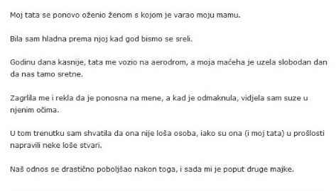 “Moj tata se ponovo oženio ženom s kojom je varao moju mamu…”